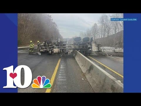 THP: Driver injured after tractor-trailer carrying maple syrup catches fire, overturns on I-75