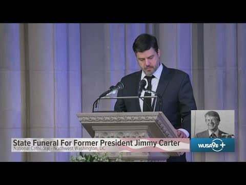 James Carter, Jimmy Carter's grandson, reads from the gospel at state funeral