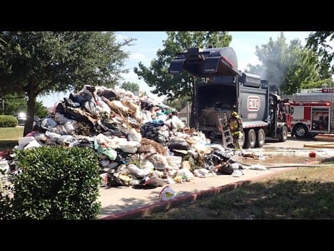 Garbage truck empties smoldering trash at North Texas fire station
