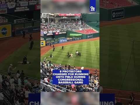 Protestors charged for running onto field during Congressional baseball game