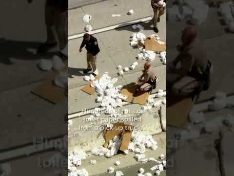Toilet paper spills on California freeway