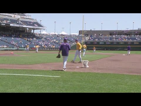 Live look at the scene in Omaha as players warm up, fans pack the stadium ahead of Game 2 of the CWS