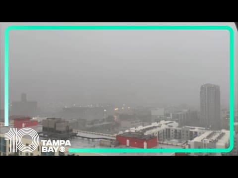 Storms move through downtown Tampa as severe weather impacts the region