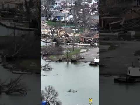 Drone video shows aftermath of Ohio tornado, damage to homes near Indian Lake #shorts
