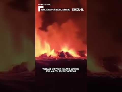 Iceland Volcano: Video shows fire and semi-molten rock shoot into the air #shorts