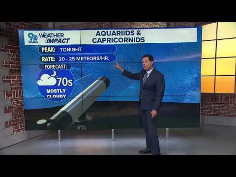 Two meteor showers peaking in the DC region Monday night