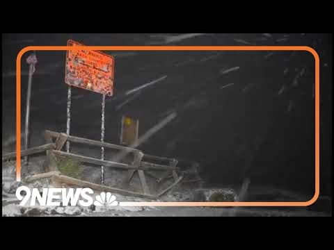 Snow falls on Colorado's Loveland Pass on the first day of fall