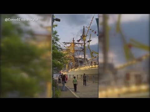 Mexican tall ship strikes Brooklyn Bridge, snapping masts and killing 2 crew members