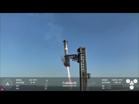 SpaceX launches Starship mega rocket, catches booster