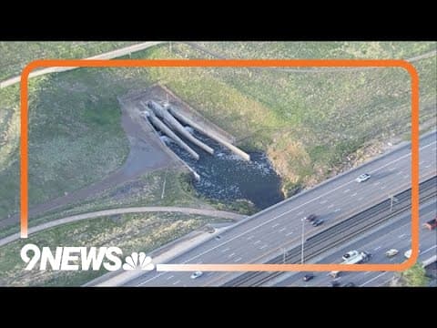 Aerial view of dam at Cherry Creek Reservoir