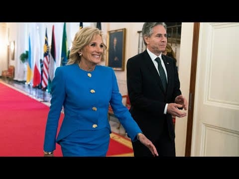 First Lady Jill Biden speaking at Louisiana Cancer Research Center