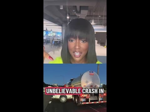 Photos show car wedged beneath tanker truck on I-5 in Tacoma