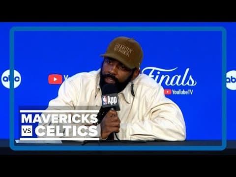 Kyrie Irving gives postgame interviews after Mavericks Game 5 NBA Finals loss to the Boston Celtics