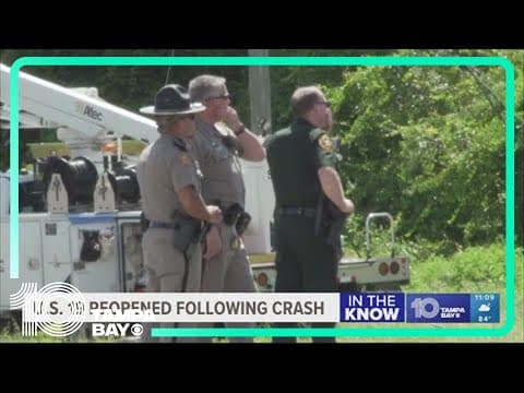 FHP: Southbound US 19 reopens in Palm Harbor after car crashes, catches on fire
