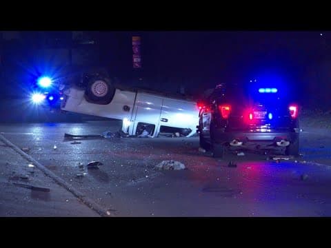 Raw video: Chase following parking lot takeover ends in rollover crash along Hardy, HCSO says