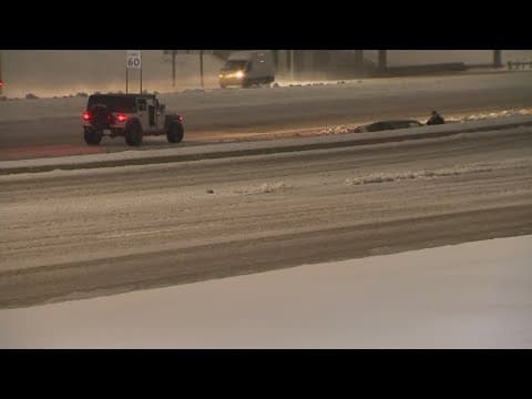Wintery conditions create slick roads accross North Texas