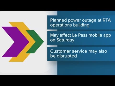 RTA power outage set for Saturday