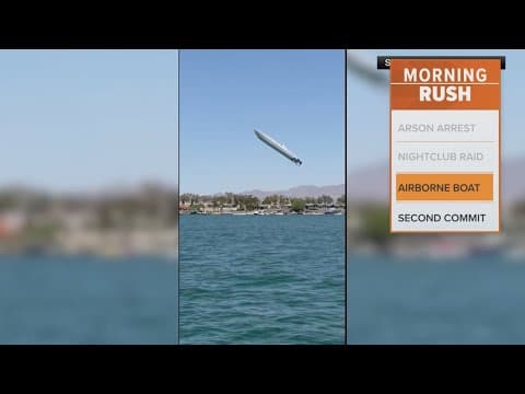 Power boat flips over in mid-air before crashing into the water