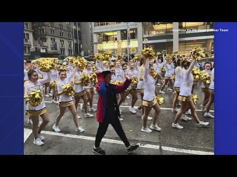 Cheerleaders from Loudoun County High School shine at the Macy’s Thanksgiving Day Parade