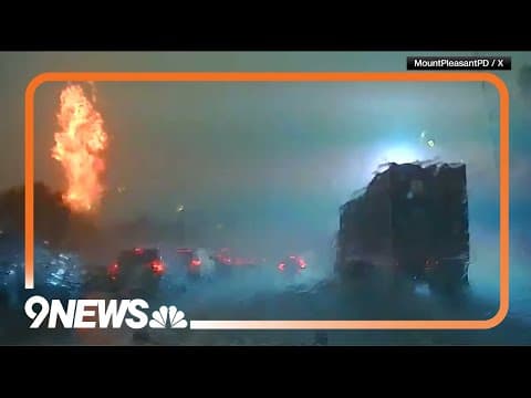 Dashcam captures lightning strike