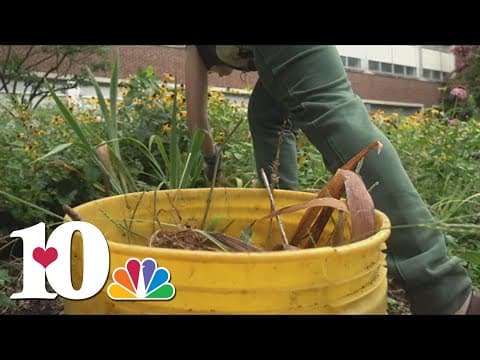 Community helping with garden at Fulton High