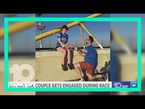 Skyway 10K runner proposes at bridge midspan during race