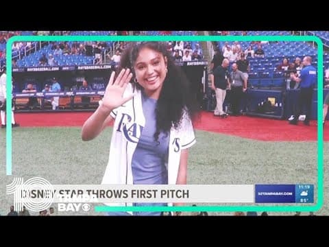 Disney actress Eliana Su'a throws first pitch at Phillies-Rays game