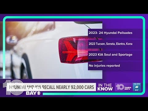 Hyundai and Kia recall nearly 92,000 vehicles, warn owners to park outside