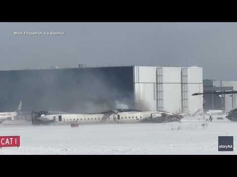 New video shows plane catching fire during crash landing in Toronto