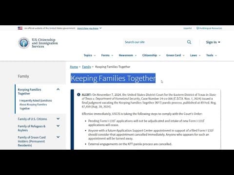 Uncertainty for undocumented family members after 'Parole in Place' is ended by federal judge