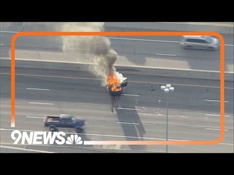 Car fire stalls traffic on southbound I-25 at Park Ave