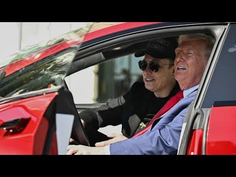 Donald Trump gets in driver's seat in Tesla in show of support for Elon Musk