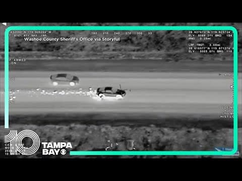 Sparks fly as driver cruises down Nevada highway in car missing a wheel