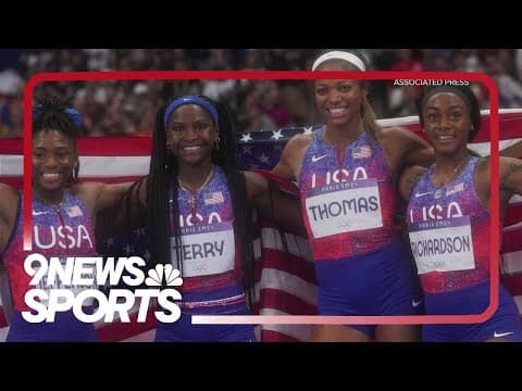 Team USA wins gold in the women's 4x100 final