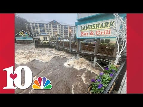 Little Pigeon River roars in Gatlinburg, rising several feet after heavy rains