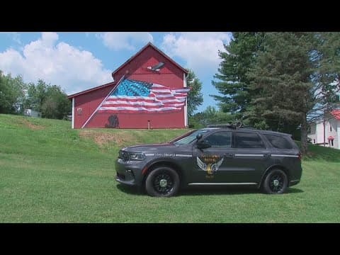 Ohio State Highway Patrol showcases cruiser in patriotic setting for national contest