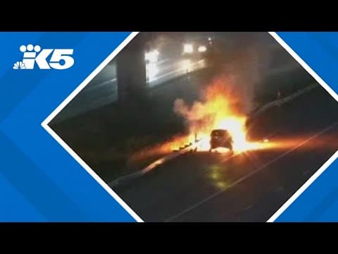 Car explodes on I-405 in Lynnwood