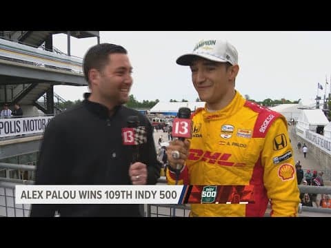 2025 Indy 500 Winner Alex Palou reacts to winning his first Borg-Warner Trophy