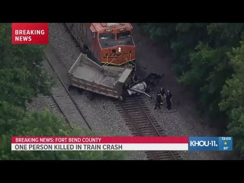 One dead after train slams into dump truck in Fort Bend County