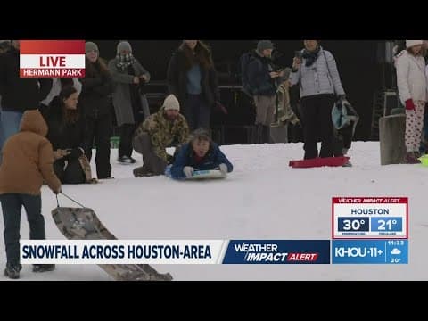 Houston winter storm: Sledders, skiers and snowboarders taking advantage of the snow day
