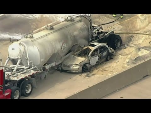 Crash involving 18-wheeler fire shuts down WB I-30 at President George Bush Turnpike in North Texas
