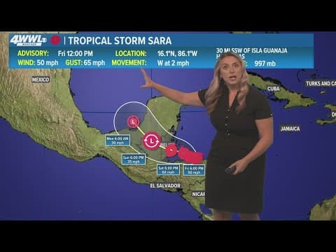 Friday 12pm Tropical Update: Tropical Storm Sara will dissipate this weekend