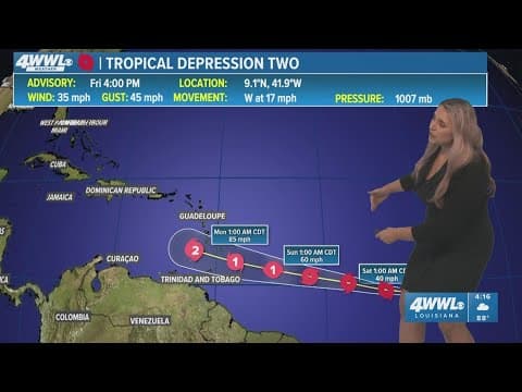 Friday 4 PM Tropical Update: TD 2 expected to become Hurricane Beryl