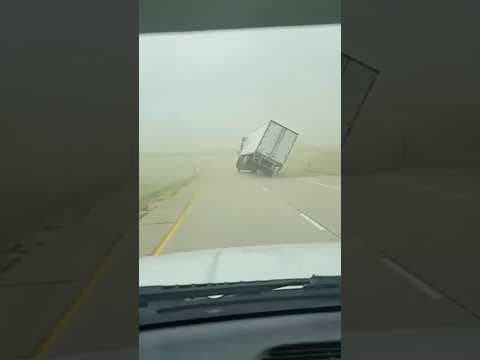 Semi trucks tip over during strong Colorado windstorm