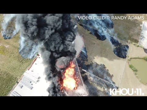 Drone video: Explosions and fire at Brookshire-area propane facility