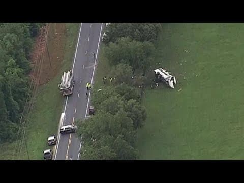 Aerial look at deadly bus rollover crash in Central Florida
