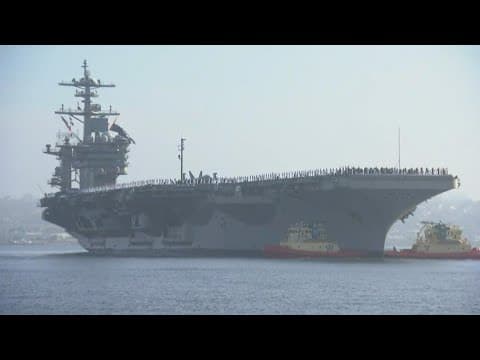 USS Abraham Lincoln pulling into dock at NAS North Island