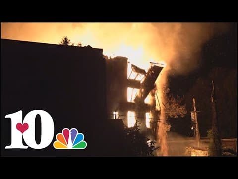 Portion of wall collapses during large fire at Knoxville College