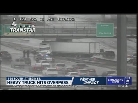 Heavy truck crash creates traffic issues on I-69 headed south at Elgin