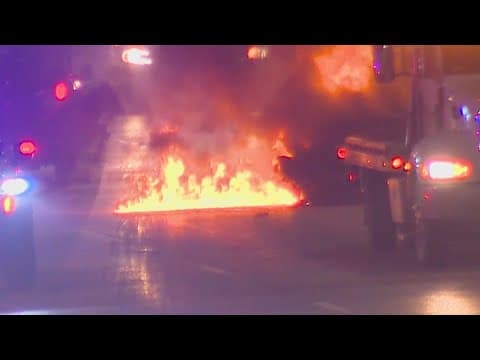 Car catches fire on 75 central expressway near Knox Henderson